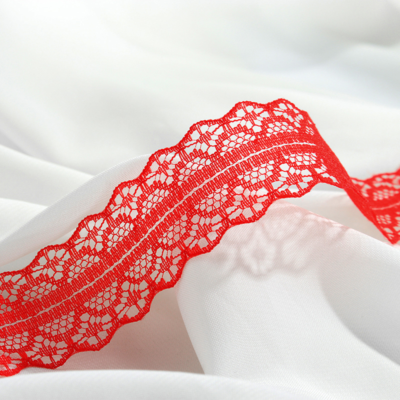 French Appliques Guipure Fabrics Bridal Cotton Embroidery Macaron red color Lace Trimmings