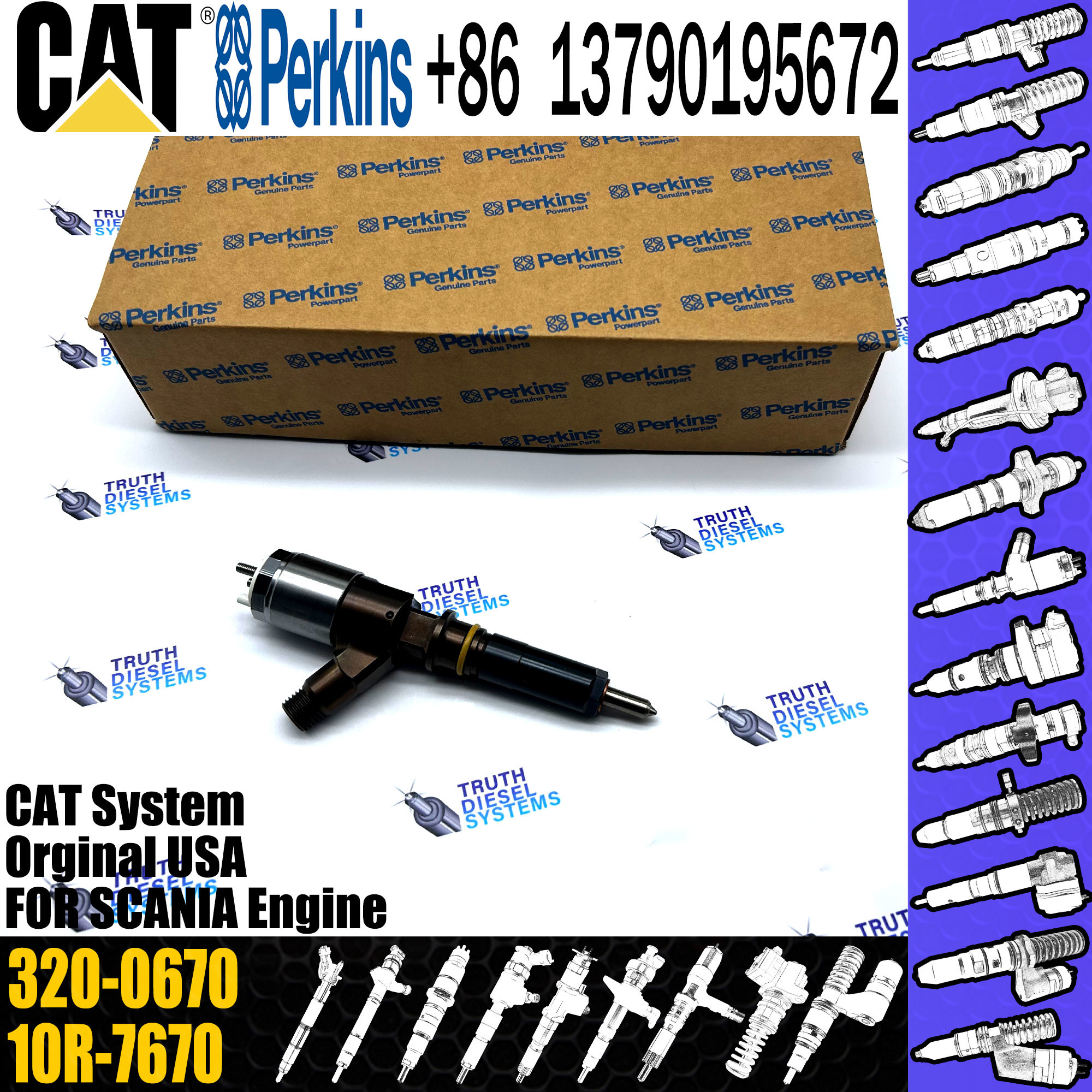 Diesel Common Rail Fuel Injector assembly 10R-7670 320-0670 for C-aterpillar C4.2/C6.4 engine