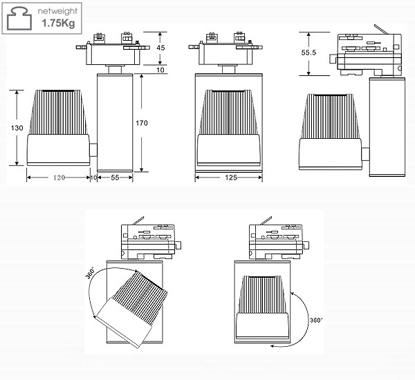 fashionalbe design 30w led track lighting with CE&ROHS