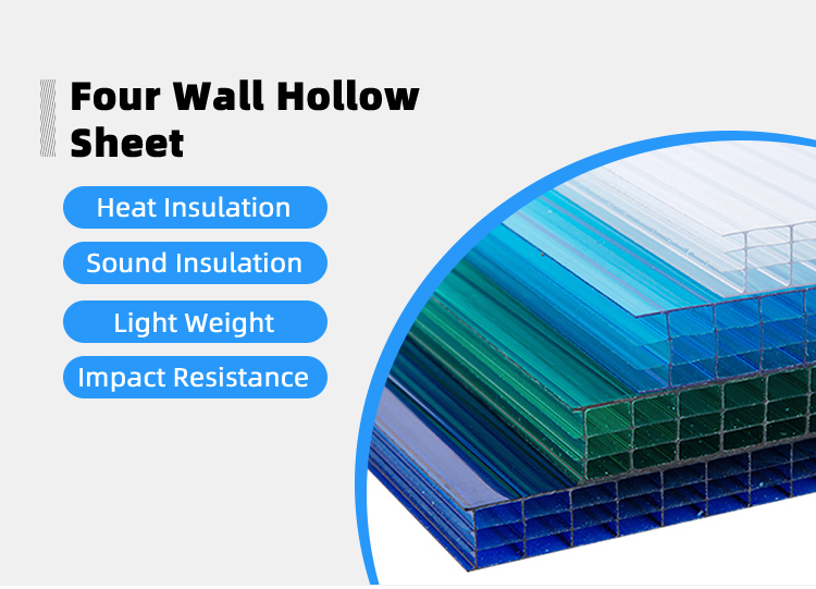 4mm-12mm Polycarbonate Greenhouse Sheet Flower Gardens PC Twin Wall Hollow Sheet