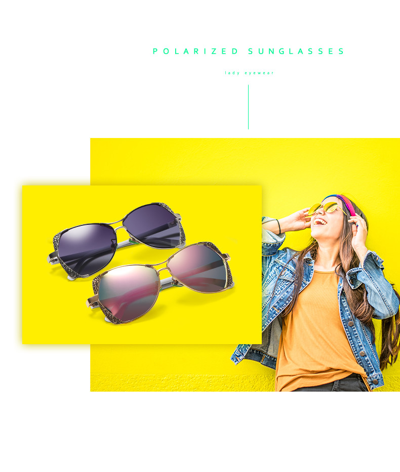 Retro Engraving 143MM Metal Frame Custom Polarized Sunglasses UV400