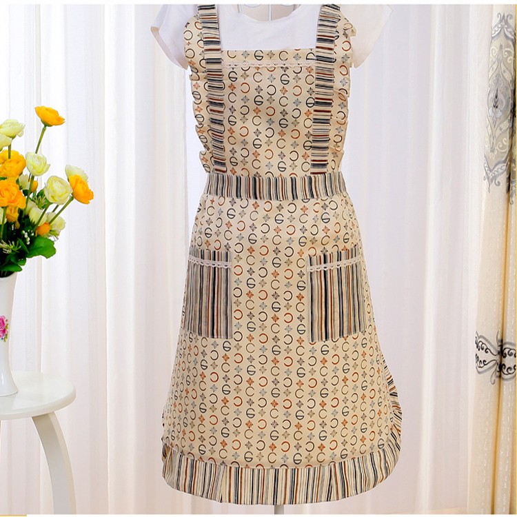 Household Kitchen Tools And Utensils Flower Printed Adjustable Thickened Kitchen Apron