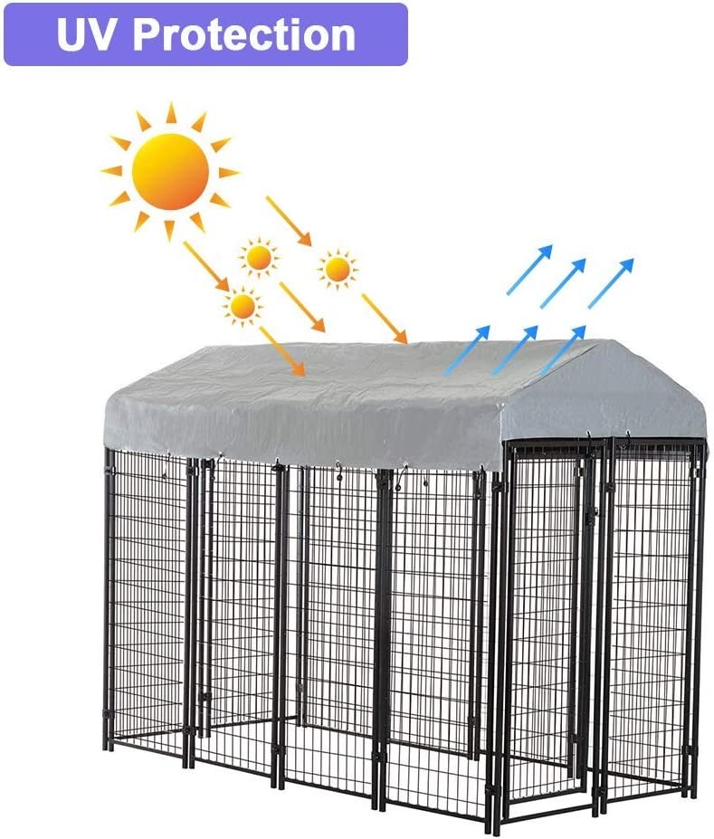 7.5 X 7.5ft Heavy Duty Dog Kennel Chain Link With Roof Cover