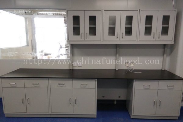 Customized Steel Lab Furniture , Laboratory Desk Furniture With Reagent Rack