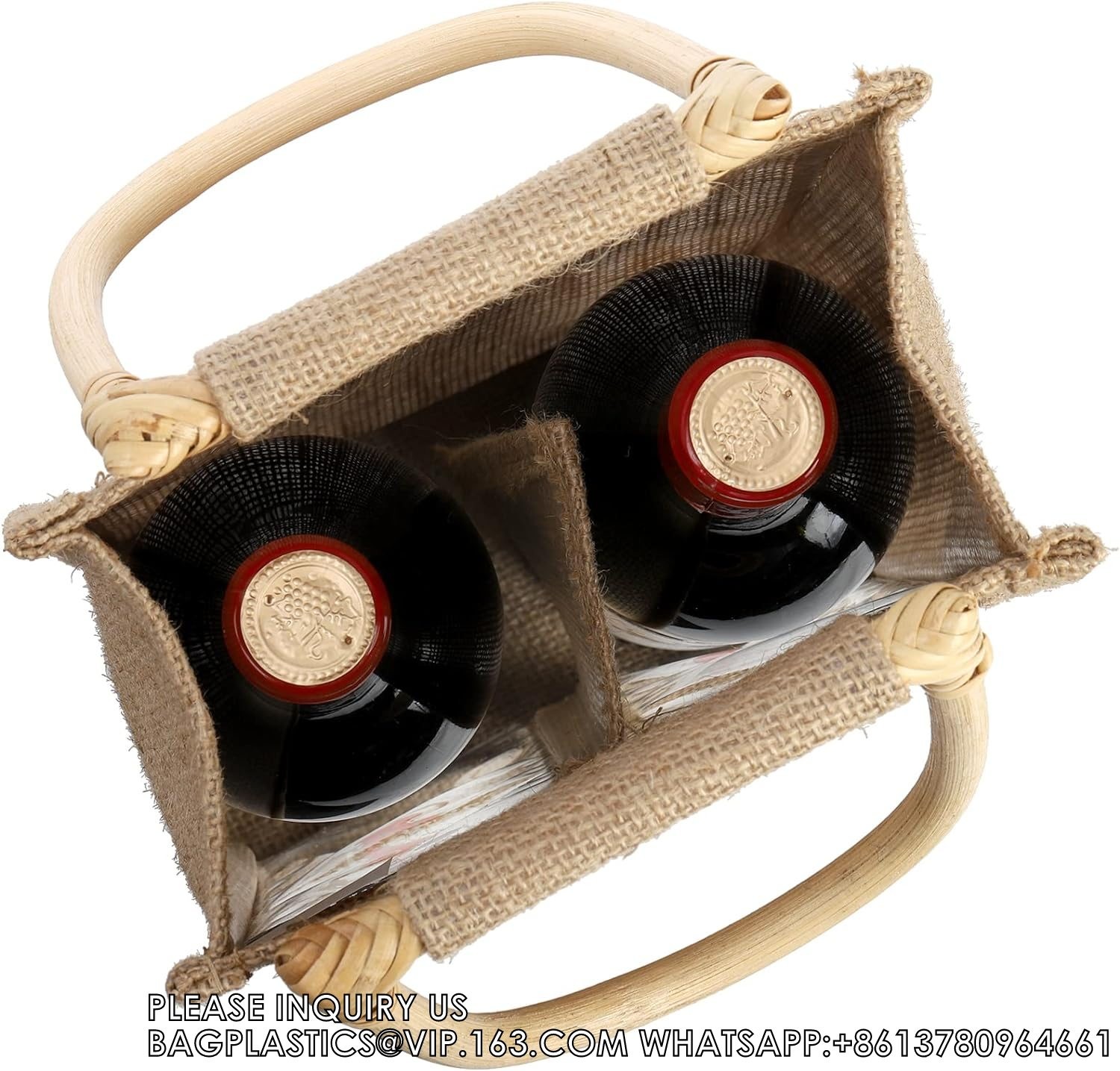 Burlap Wine Bottle Bag Jute Wine Tote Gift Bag With 2 Clear Window And Handle Wedding Birthday Festivals Souvenir