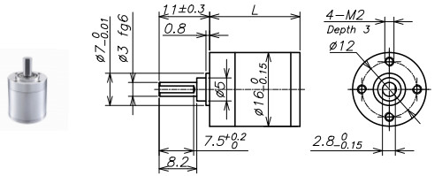 15N High Precision Planetary Gearbox Diameter 16mm Length 27mm 4 Stage