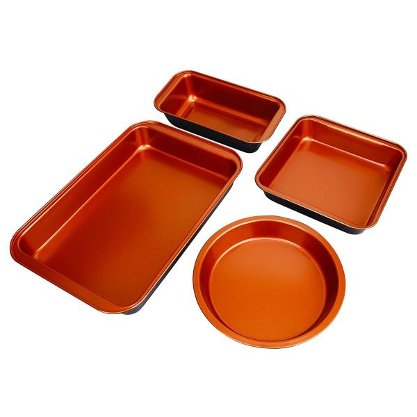 Copper Bakeware Set Oblong Rectangular Pan Brownie Pan Round Cake Pan and Meat Loaf Pan