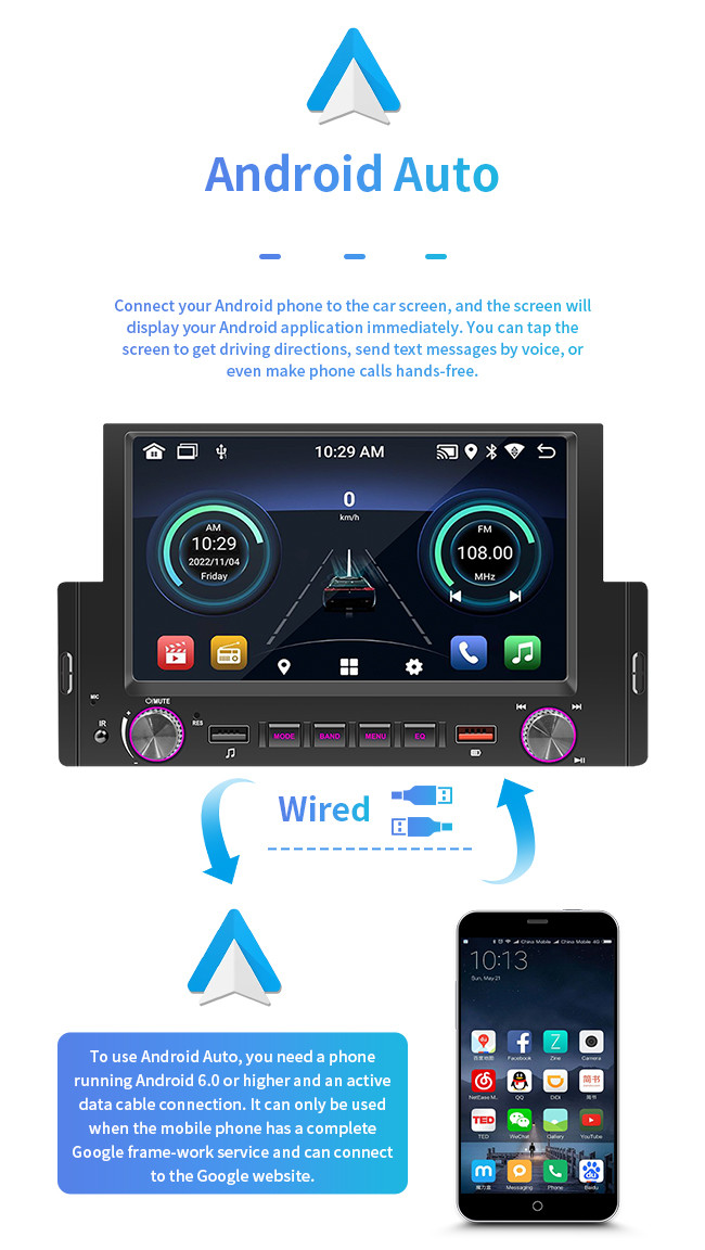 6.2 Inch Car MP5 Music Player Bluetooth Android Car Seat Tablet Mount