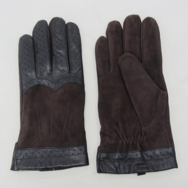 Touch Screen Mens Black Leather Winter Gloves , Soft Plain Style Mens Fashion