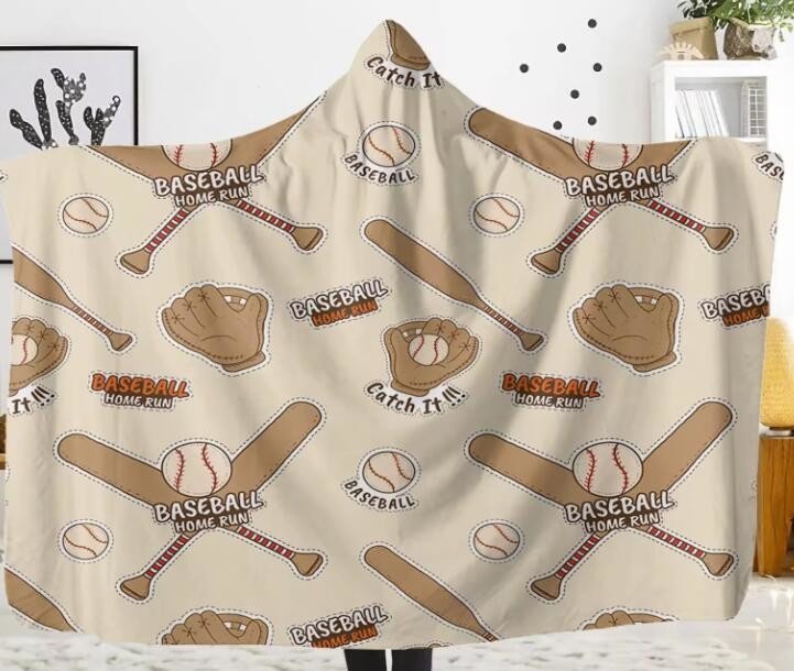 Sports Rugby Football Basketball Print Oversized Hooded Blankets Anti Shrink