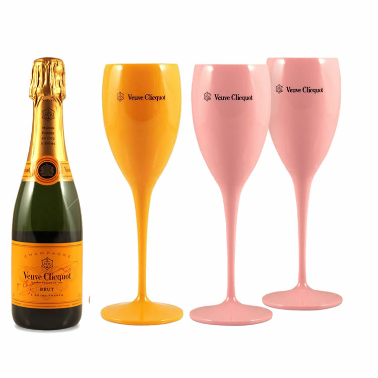 Veuve Clicquot Plastic Champagne Flute Glasses Acrylic Yellow Pink Champagne Flutes