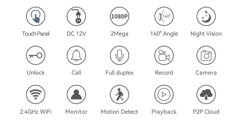 All Black WIFI Video Doorbell With 166° Wide Visual Angle SD Card Recording and Motion Detection
