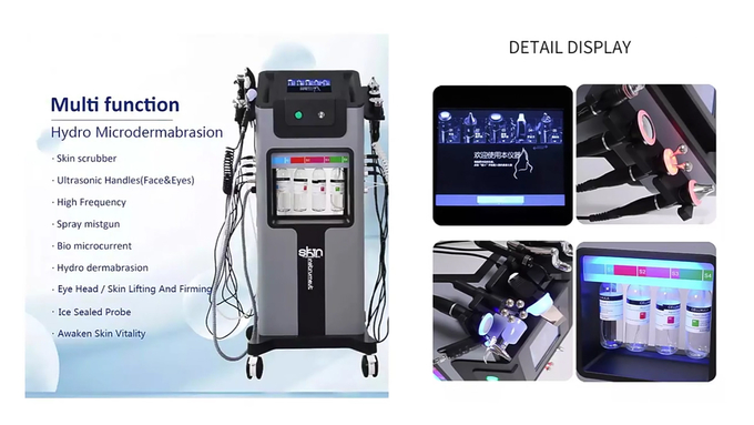 Multi Function 8 Handles Hydro Oxygen Facial Machine Elight Probes
