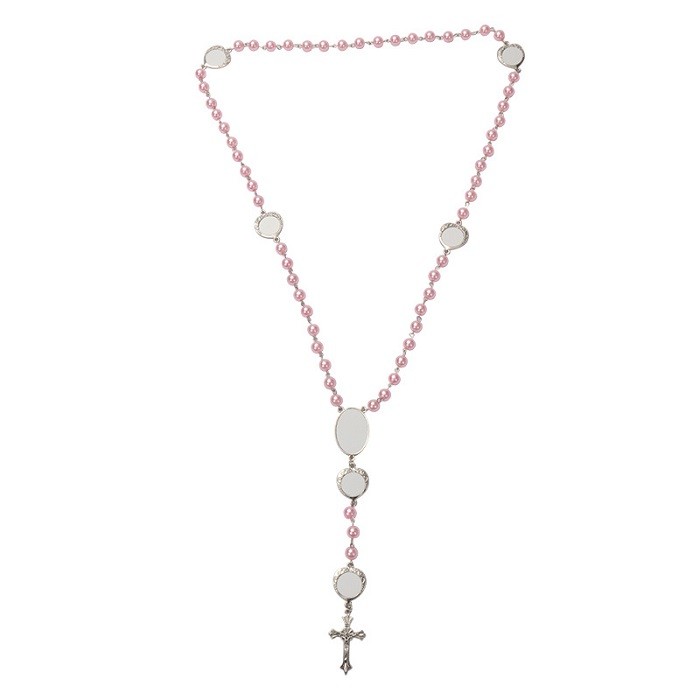 Customized Sublimation Rosary Beads Necklace Sublimation Jewellery Blanks