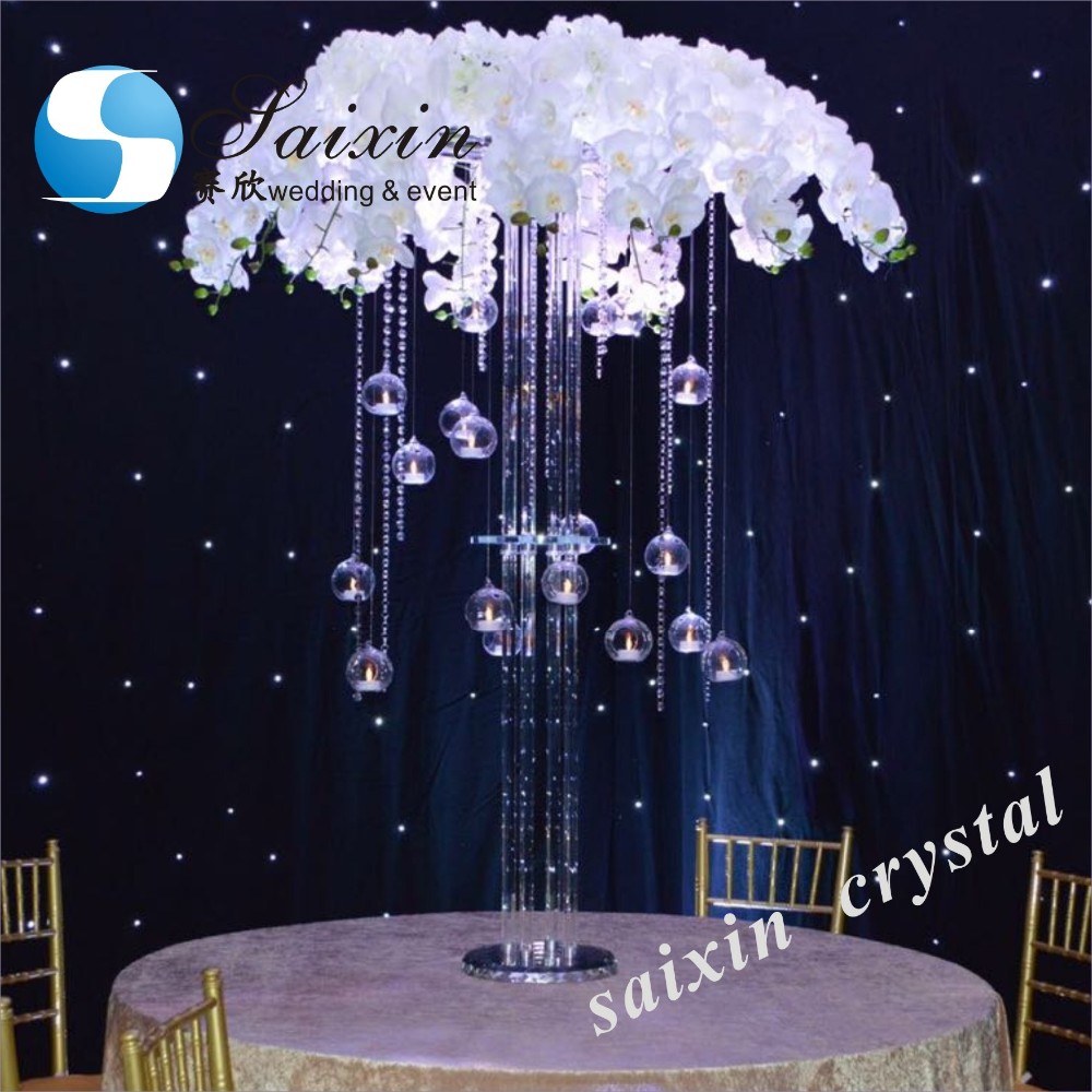ZT-471 Saixin new wedding centerpieces Grey color crystal candlestick