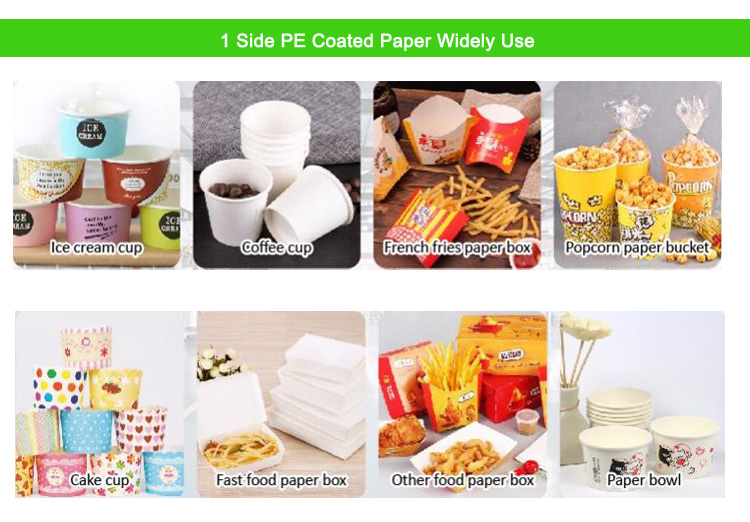 Waterproof 1 Side 50g + 10g PE Coated Paper For Lunch Food Packaging Box