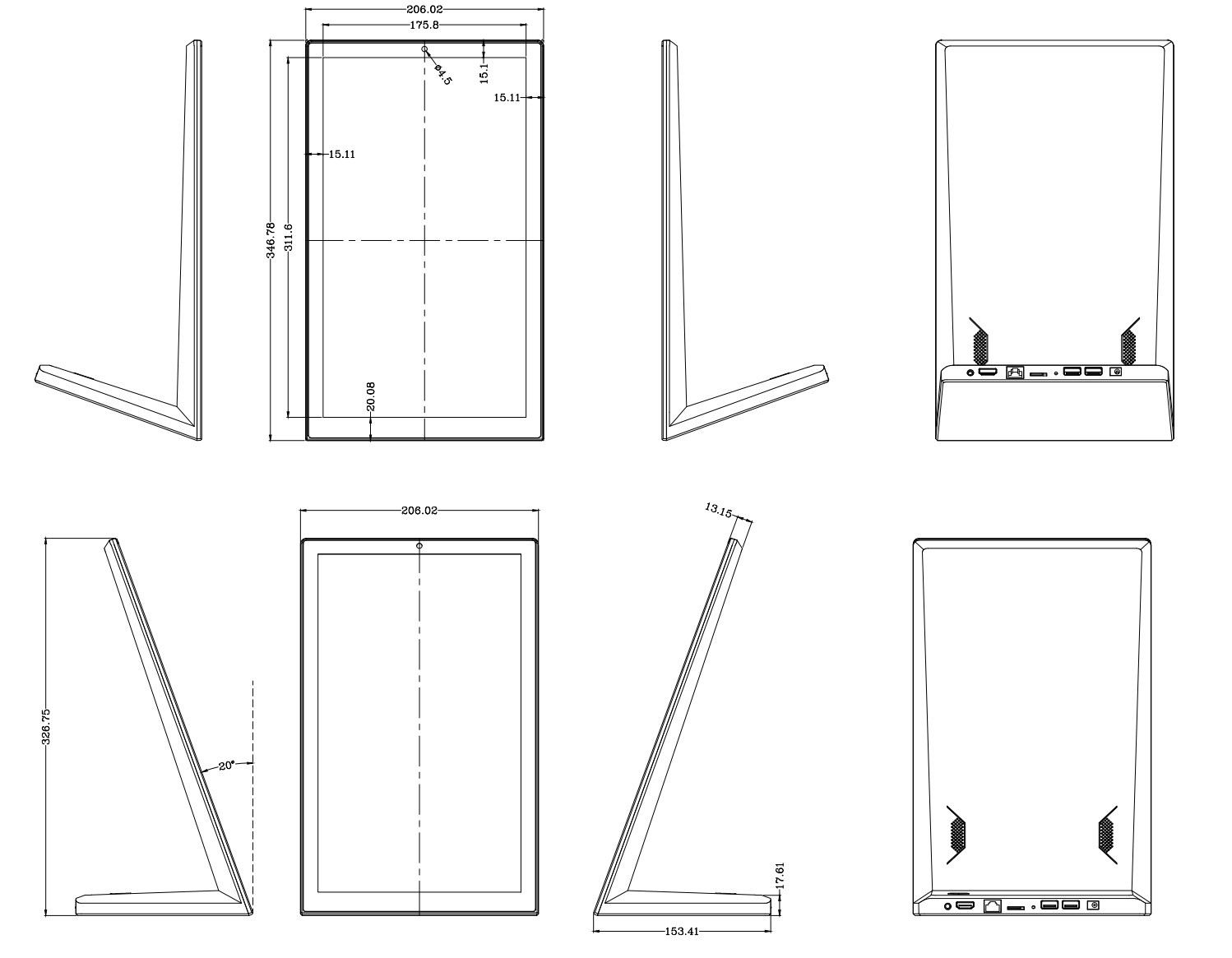 14-Inch RK3566 L-Shaped Touch Screen Tablet PC With Android 11, WiFi, POE, And LED Light Bar