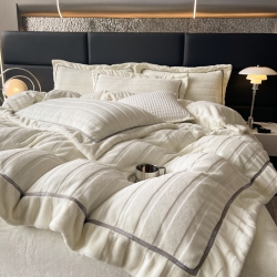 Customized Logo Custom Christmas Embroidery Washed Cotton Silk Four Pieces Bedding Set
