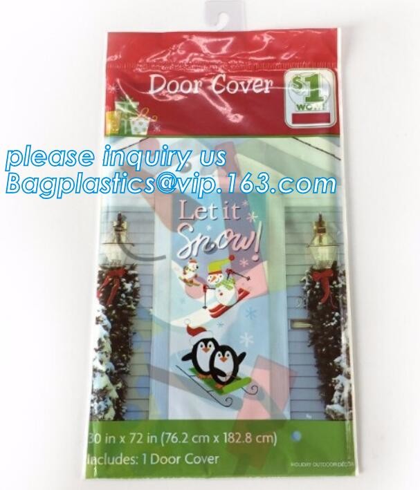 Promotional custom printing plastic door cover PE christmas door/window/wall covers door poster,indoor & outdoor door po