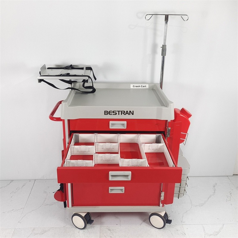 Multiple Drawers Red First Aid Trolley Comprehensive Medical Equipment Storage