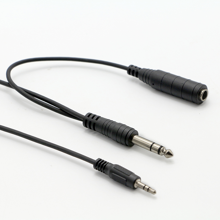 Splitter Male to Female 6.35mm 3.5mm TRS Jack Microphone Audio Cable