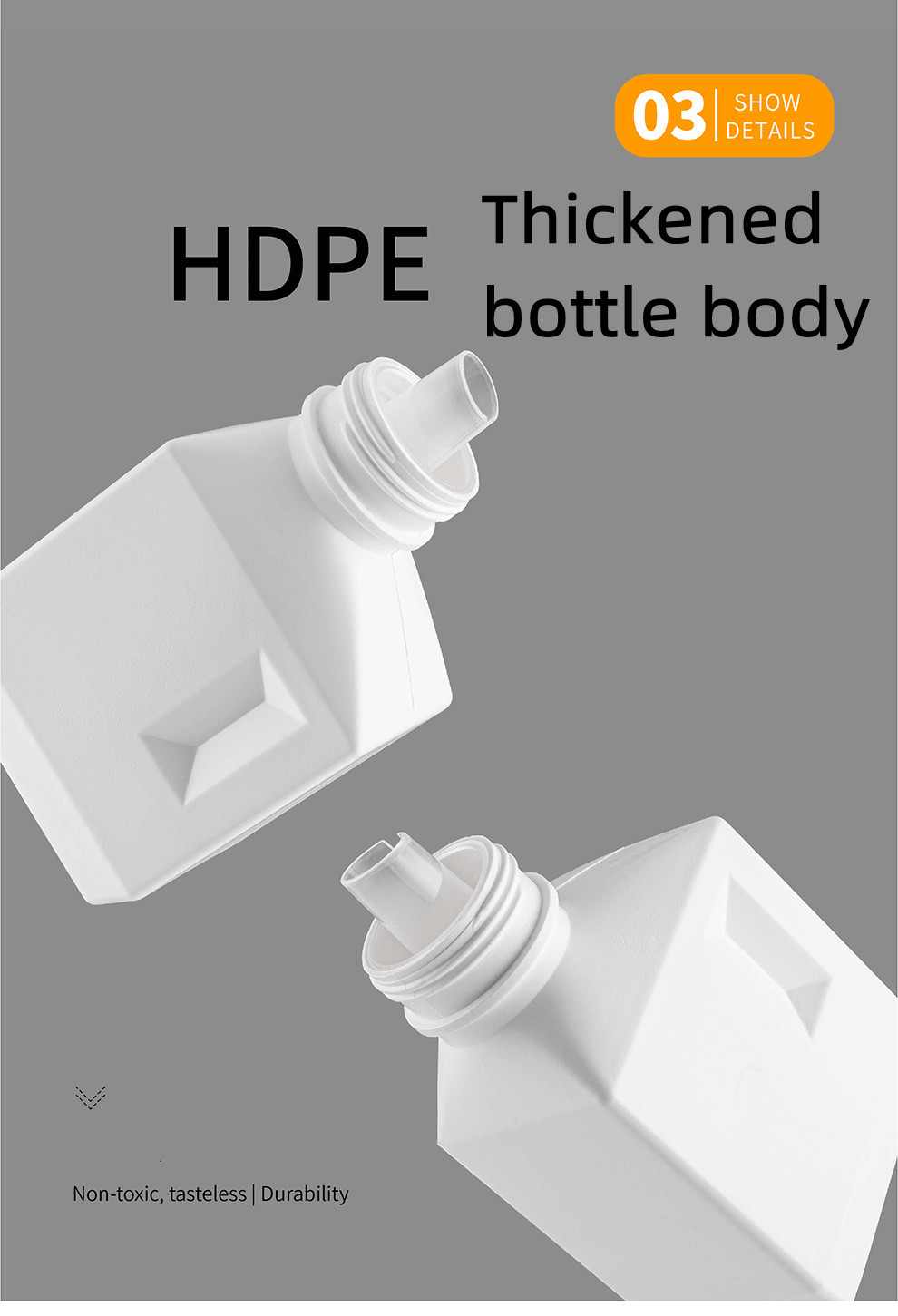 Empty PE Plastic Liquid Laundry Detergent Bottle 1L 2L Refillable