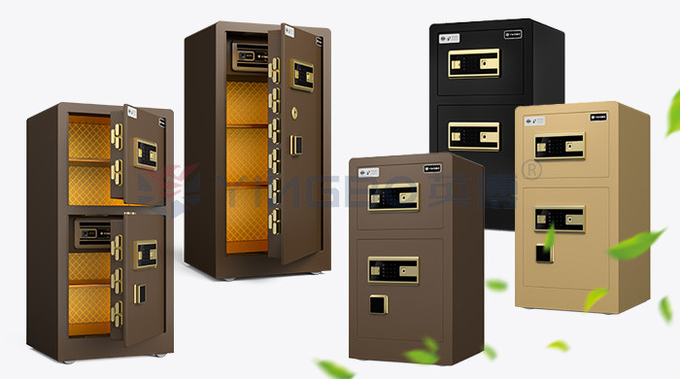 Double Door Custom Safe Box Fingerprint Lock H31.5in YB/RS-80D Coffee