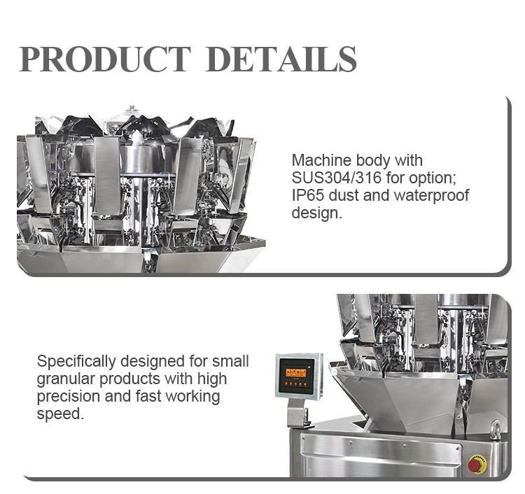Touch Screen 10 Head Multihead Weigher For Walnuts Screw Kernel Pumpkin Seeds