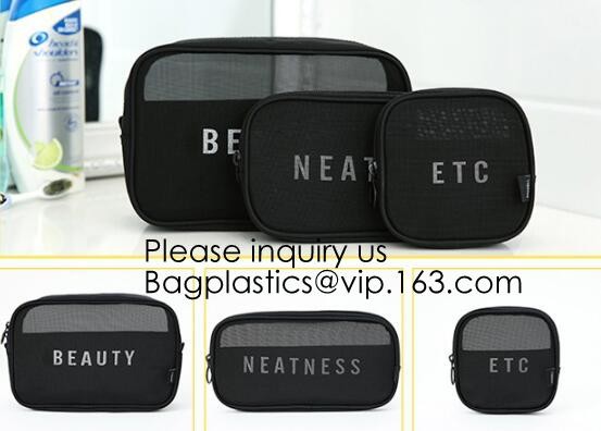New Fashion Travel Makeup Brush Mesh Cosmetic Bag,Portable Canvas Travel Organizer Cosmetic Bag Toiletry Makeup Wash Bag