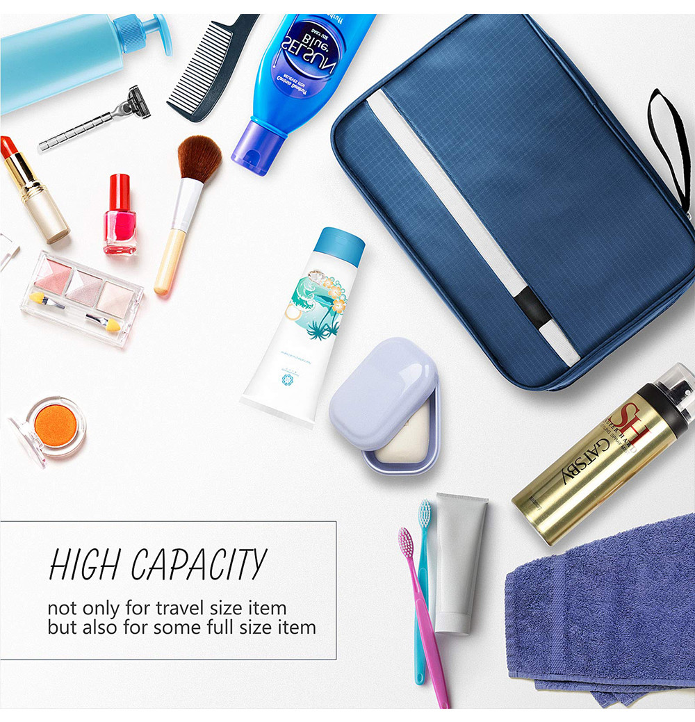 Zipper Closure Unisex Nylon Hanging Cosmetic Travel Bag