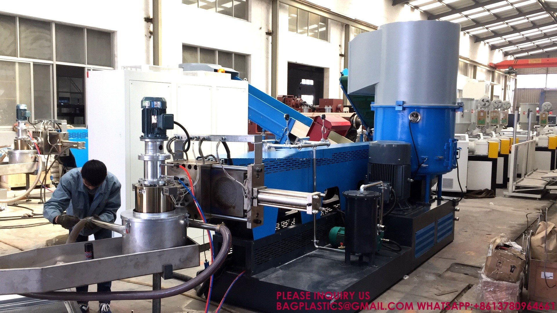 Waste Plastics Recycling PP PE Film Compacting Granulator Machine recycling granulator