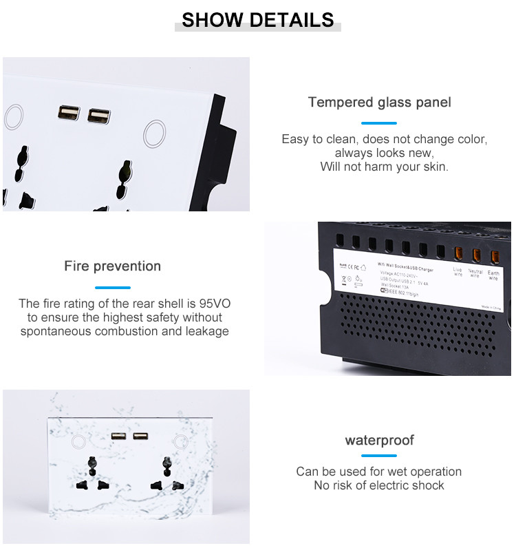 Smart Home Uk Socket Wifi Wall Socket With Usb Socket Charger/wifi Wall Socket Uk/smart Wifi Wall Outlet