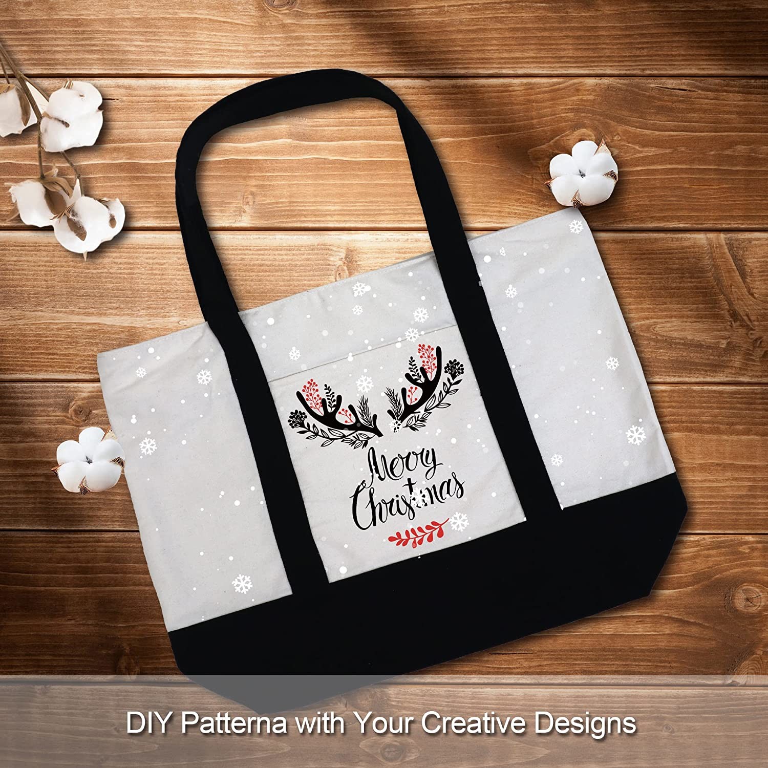 White Eco Canvas Bags With Clear LGO Beautiful Pictures Simple Style