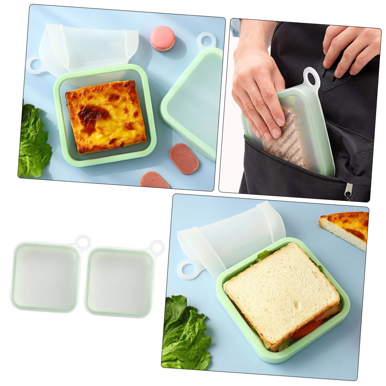 Microwave And Dishwasher Safe Silicone Sandwich Container For Lunch Boxes Reusable Silicone Storage Bag Lunch Containers