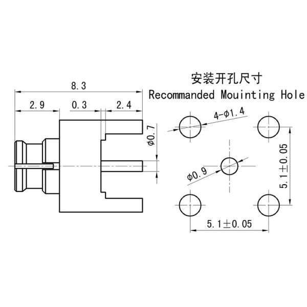 SMP Female PCB Soldered RF Coaxial Socket