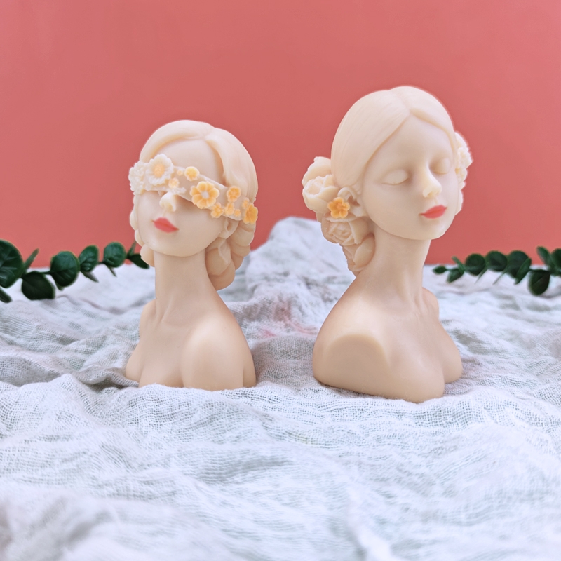 Human Body Geometric Candle Mold Silicone Blindfolded Girl 3D DIY Customized