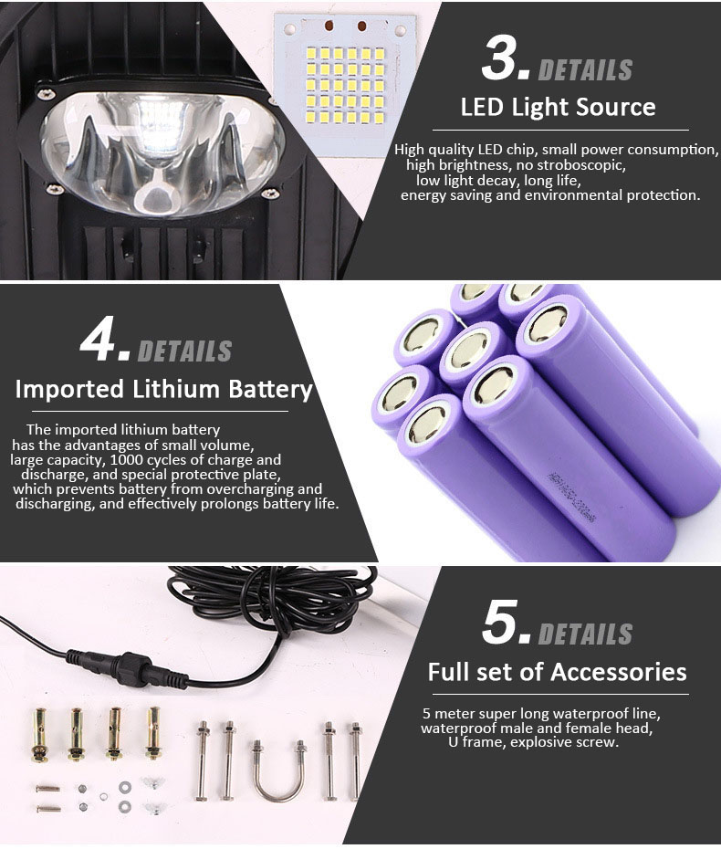 Super Brightness Solar Powered Outdoor Street Lights Water Resistant 15000LM