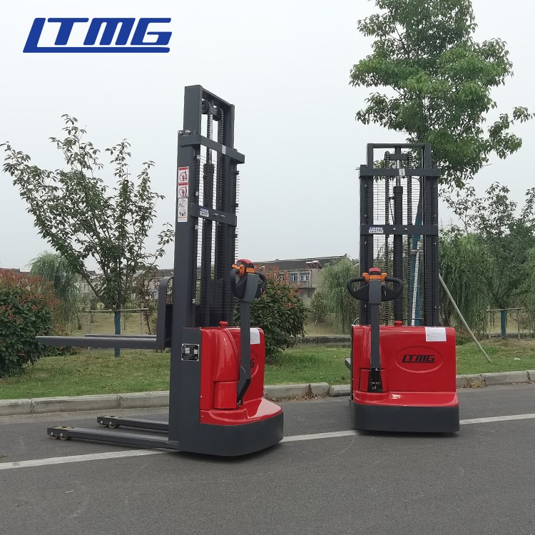 High quality red walkie type electrical forklift stacker 5.75 meter height paintl machine auto stacker