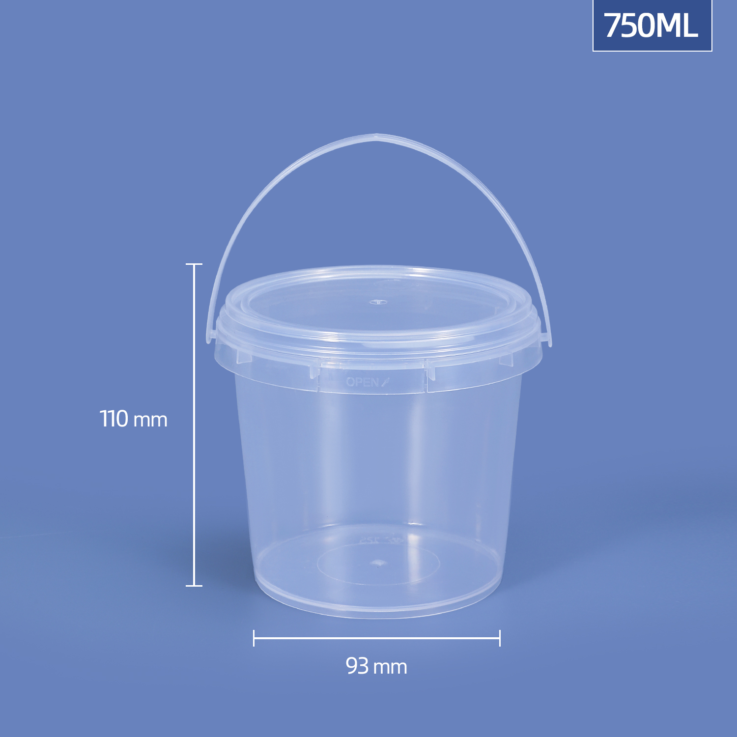 500ml Plastic Food Bucket With Handle for Liquid Honey Yogurt Popcorn Packing Container