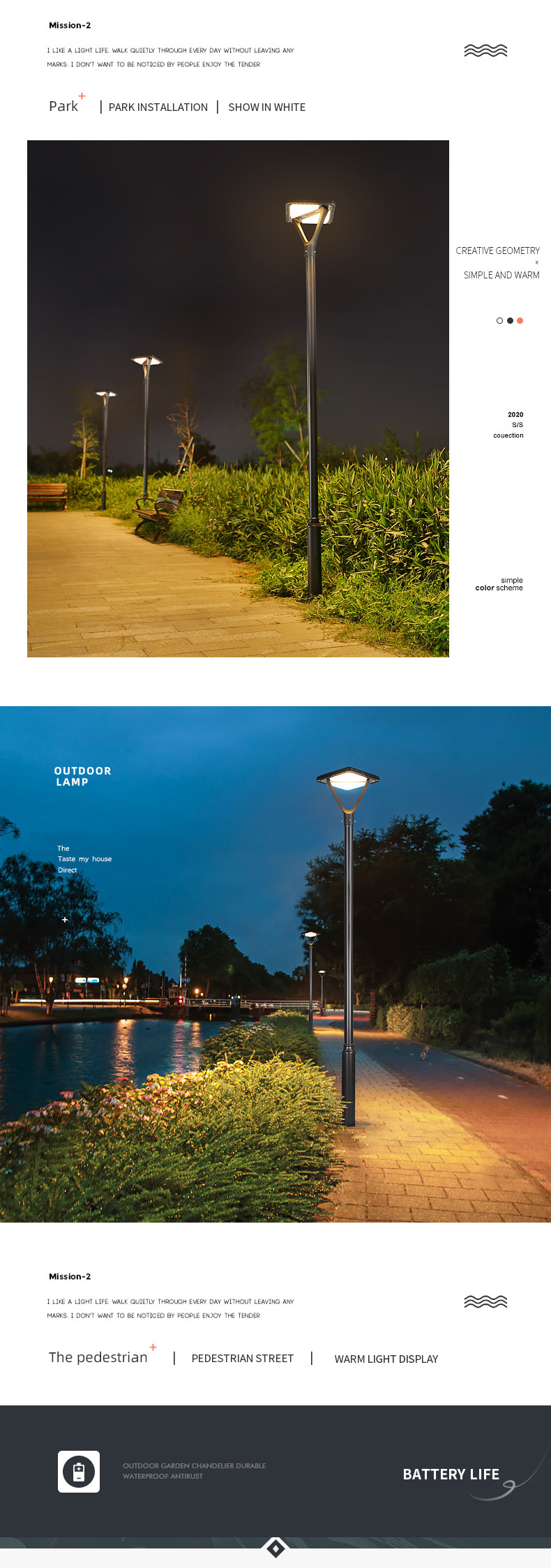 courtyard solar led lights 40w 400*400mm 420mm Lithium Iron Phosphate 3.2v/20000mah