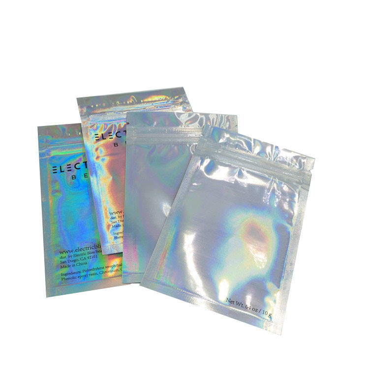 Resealable Holographic Printing Laser Film Bag k Pouch For Cosmetic Sample