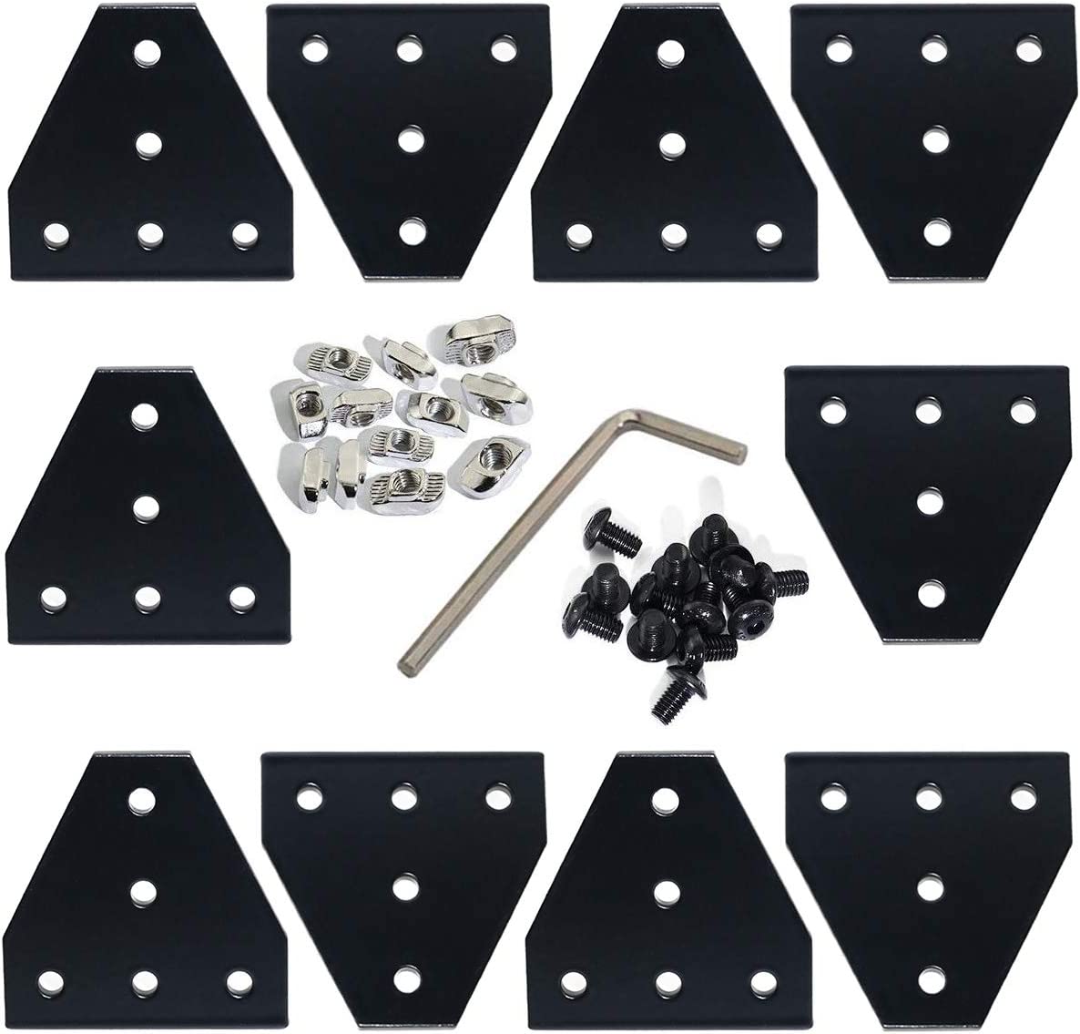 Black Anodized 90 Degree Corner Bracket Plate for 20 x 20mm Aluminum Extrusion Profile