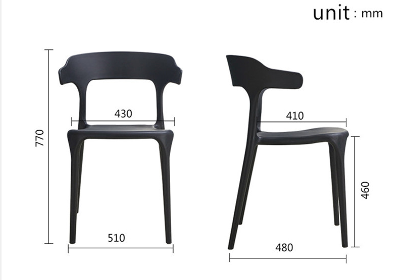White Plastic Dining Room Chairs With Stable Human Mechanics Structure