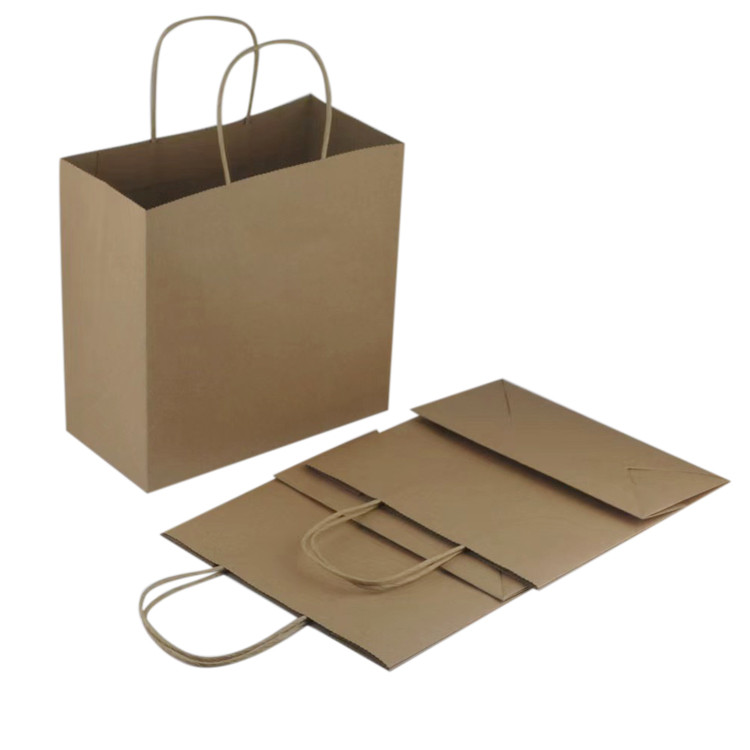 Wholesale Custom Logo Brown Food Packaging Kraft Paper Bags With Paper Twist Handle