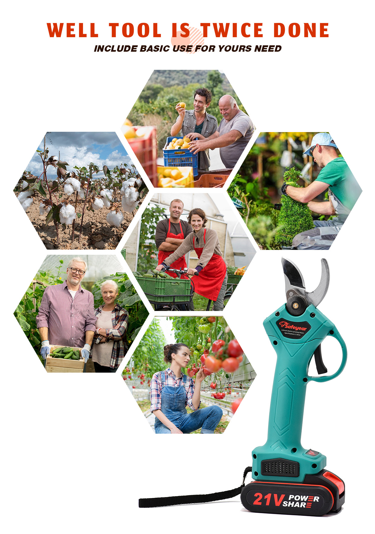 1300mAH Small Electric Garden Shears Pruning Shears For Thick Branches
