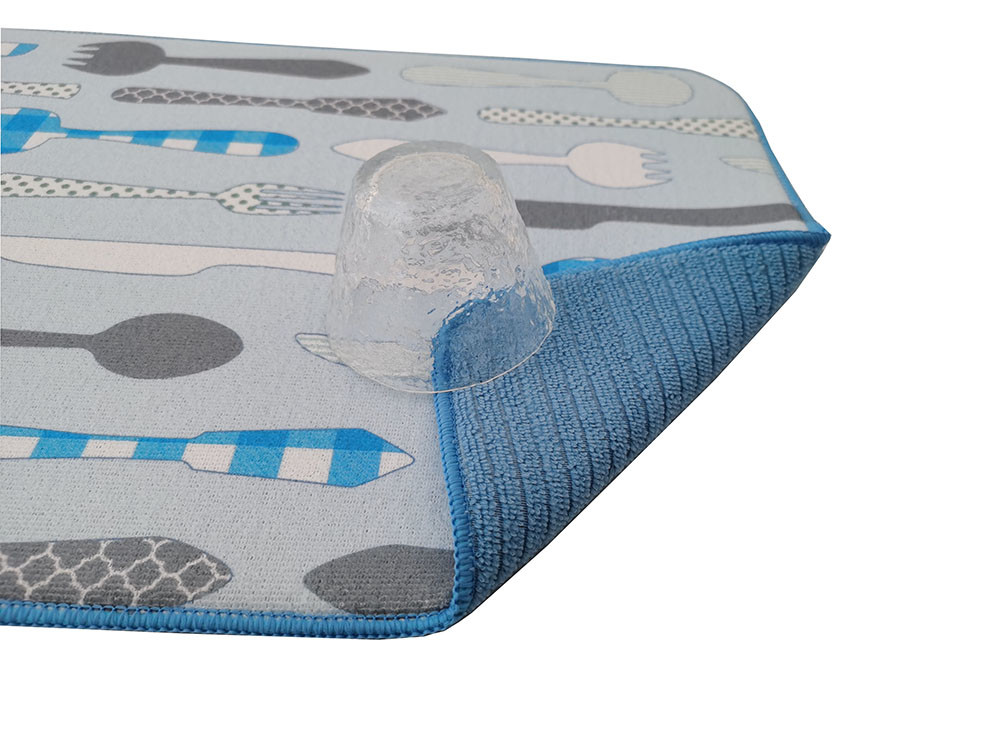 Tableware Printing Dish Drying Mat 15x20inch Reversible All Polyester