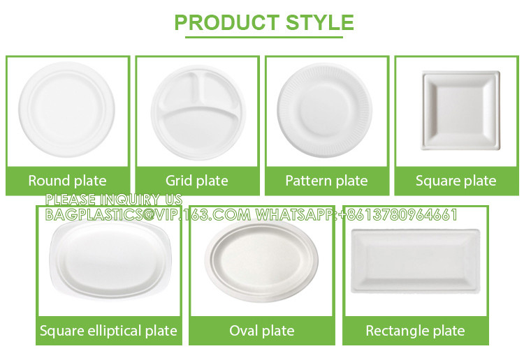 Compostable Sugarcane Bagasse Paper Round Plates 9 Inch 9" Greaseproof And Microwavable PFAS Disposable Plates