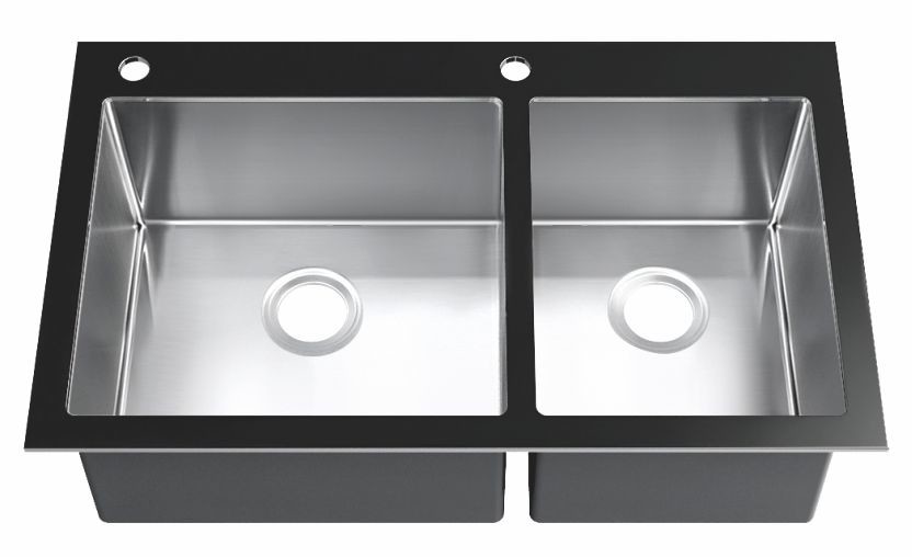 Topmount Kitchen Sink With Drainboard 33''X20''X10'' For Bathroom