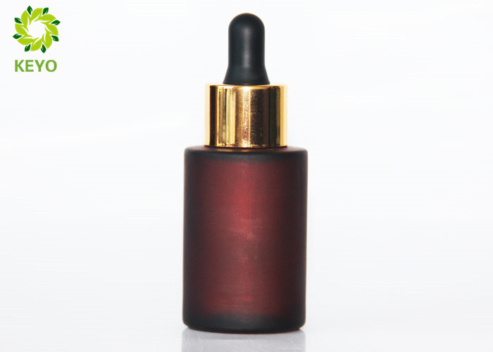 1 OZ Amber Glass Bottles With Dropper , Cylindrical Essential Oil Dropper Bottles