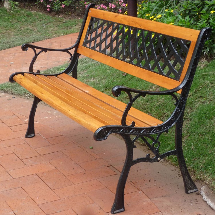 Waterproof 150cm Solid Wood And Metal Park Bench
